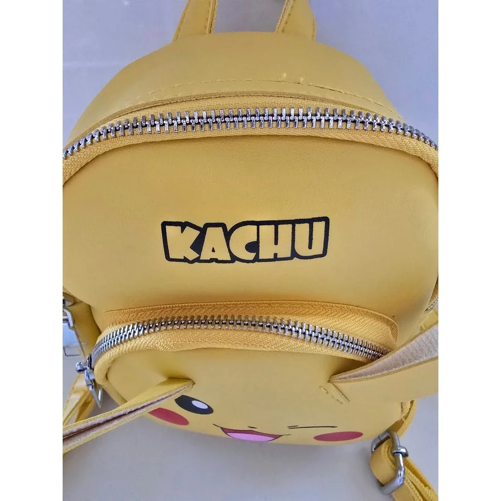 Kachu Yellow Mini Backpack Winking Anime Face 3D Ears Faux Leather Novelty Bag